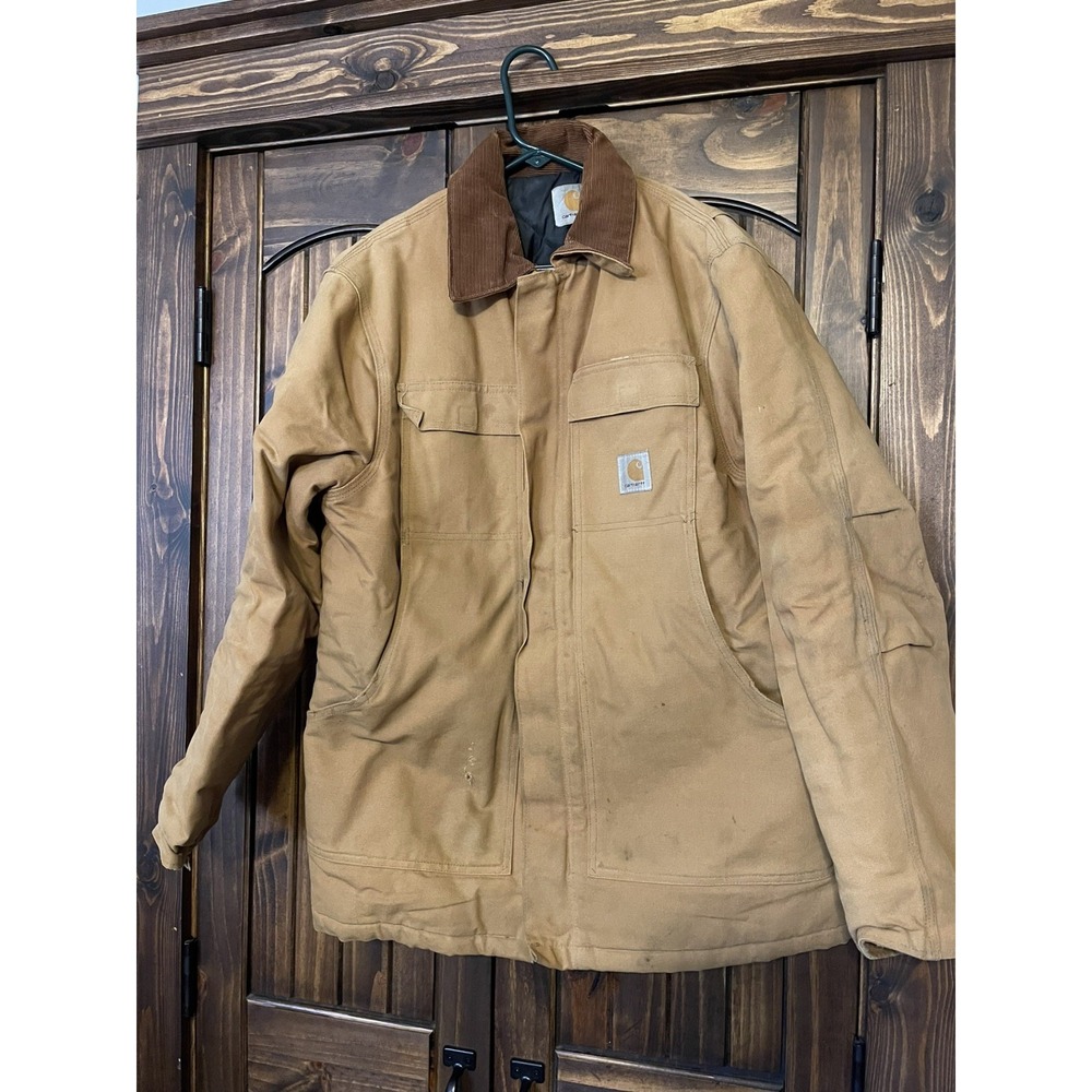 Vintage Carhartt Arctic Jacket Men Large Workwear Lined Corduroy Quilted USA Zip